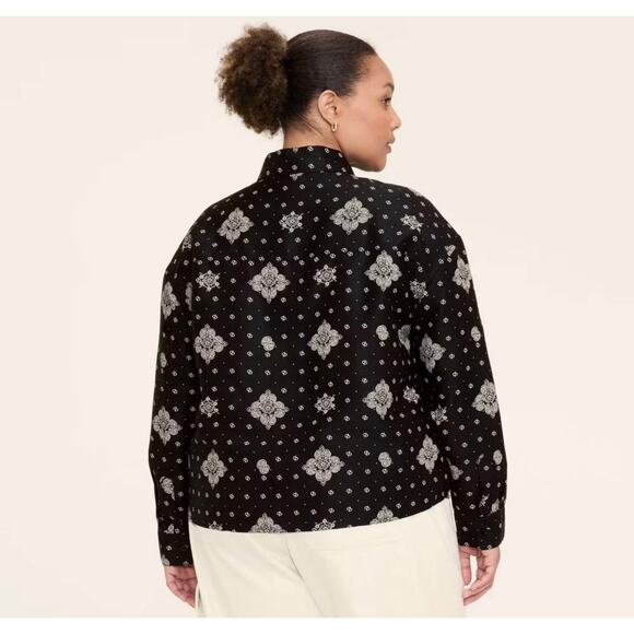 Women's Bandana Print Button-Down Long Sleeve Collared Utility Shirt - XXL - Picture 2 of 3